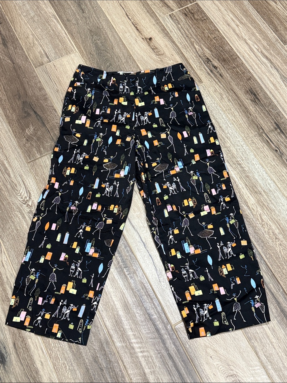 Talbots Women’s Sz 6 Colorful City Figure Print Capri Pants GUC B30